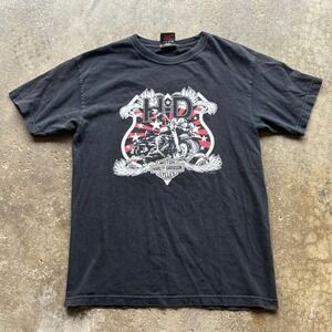 Vintage 90s‎ Harley Davidson Chunky River Meridian Mississippi Graphic T Shirt M